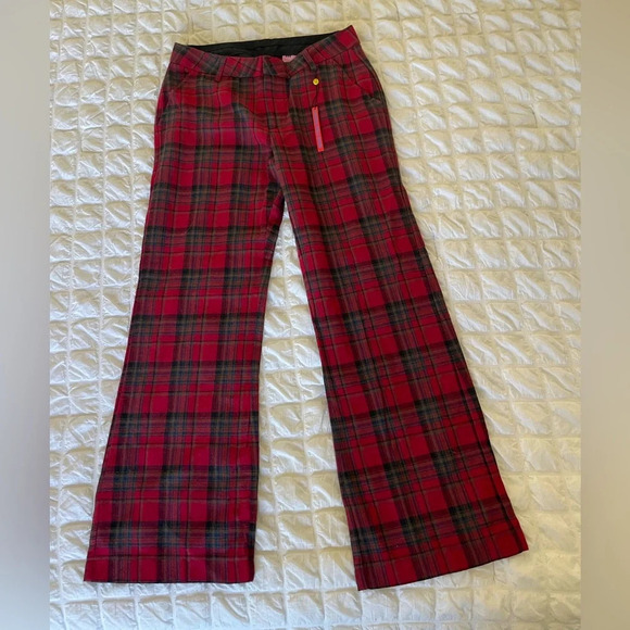UNIF red plaid trousers pants - Picture 4 of 9